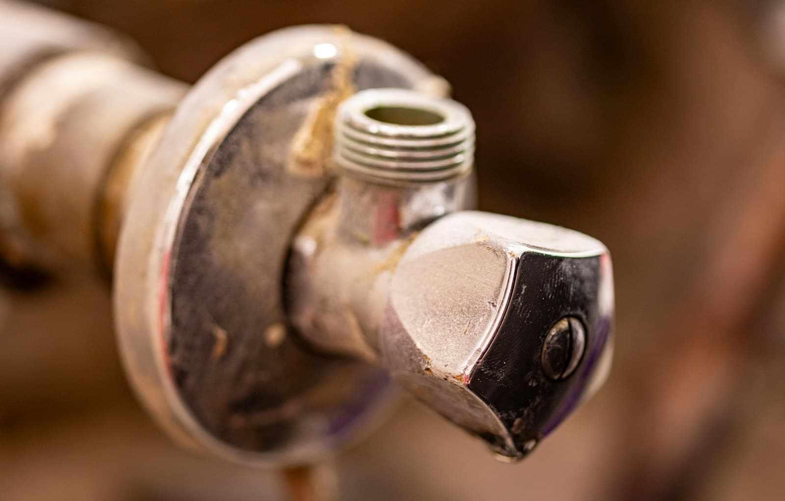 Chrome stop valve on a residential supply line